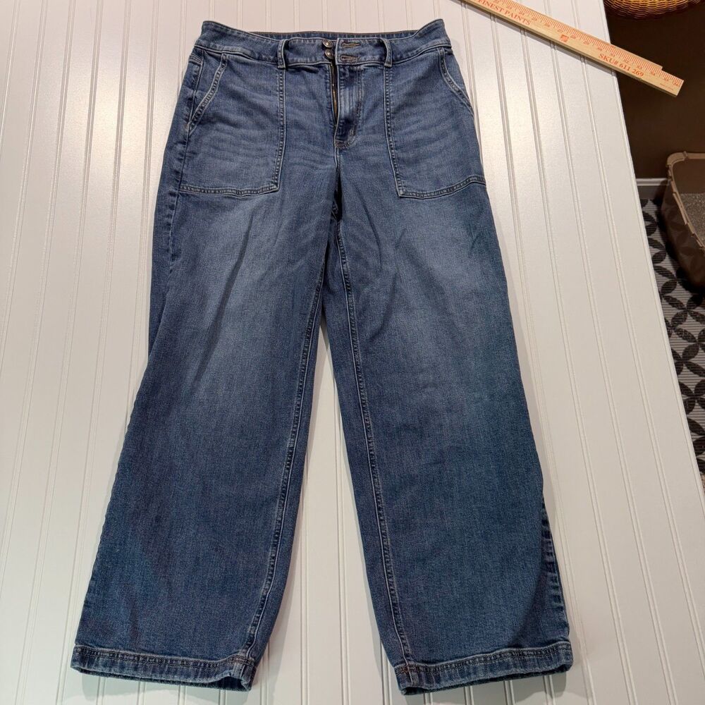 Market & Spruce Wide Leg Patch Pocket Jeans High Rise Trouser Stitch Fix 14 - Picture 2 of 8
